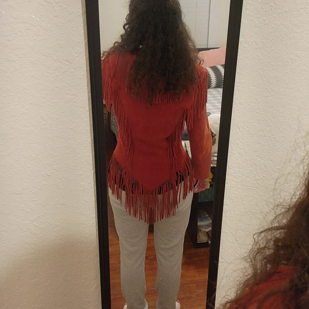 Echo Mountain by Arturo Suede Fringe Jacket - Rust - Made In Mexico - Vintage - Picture 11 of 12